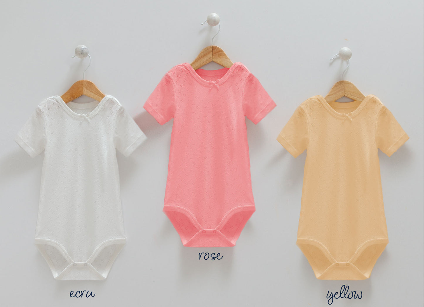 Caramell 3Lü Kısa Kollu Body Set Beyaz-Gül Kurusu-Sarı