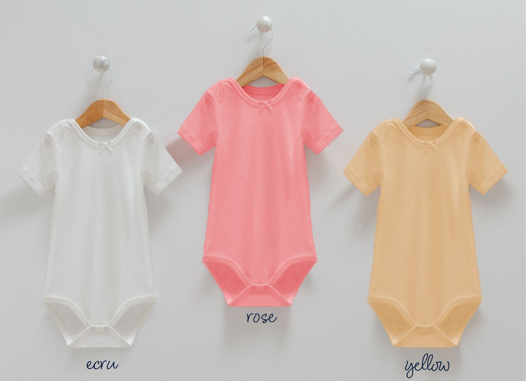 Caramell 3Lü Kısa Kollu Body Set Beyaz-Gül Kurusu-Sarı