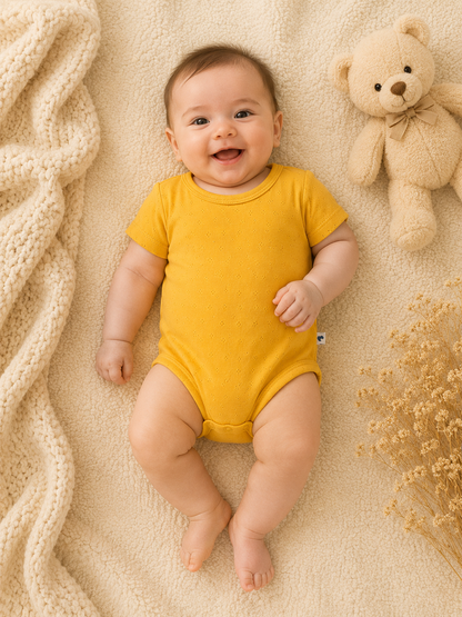 3Lü Kısa Kollu Body Set Sarı-Lacivert-Beyaz