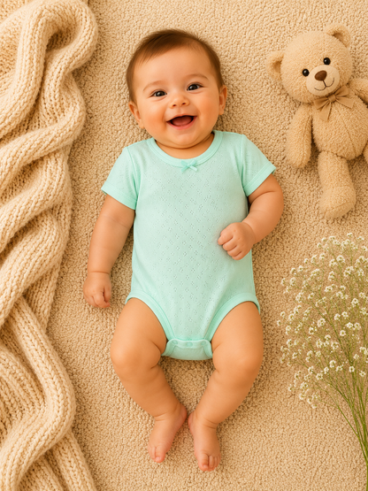 3Lü Kısa Kollu Body Set Yeşil-Kırmızı-Beyaz