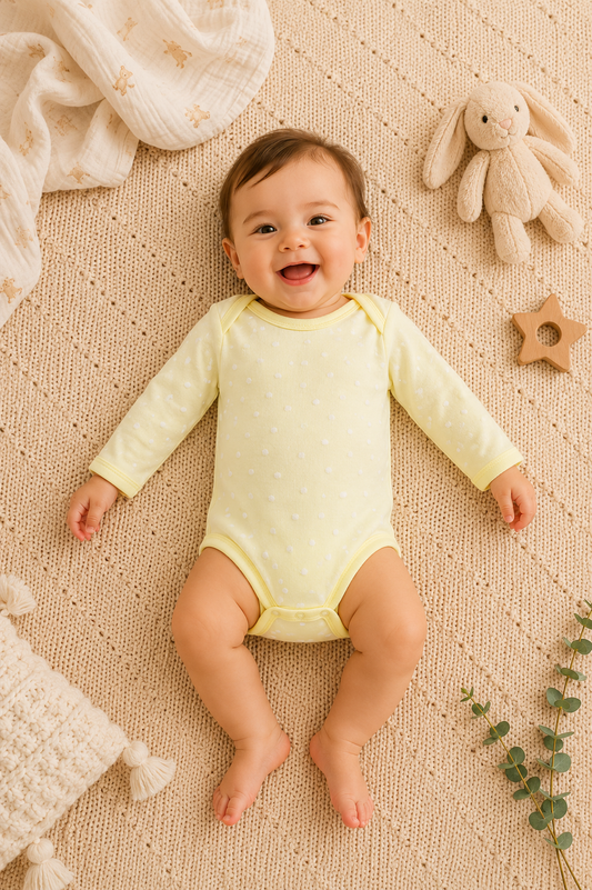 2li Bebek Body Sarı - %100 Pamuklu, Antialerjik